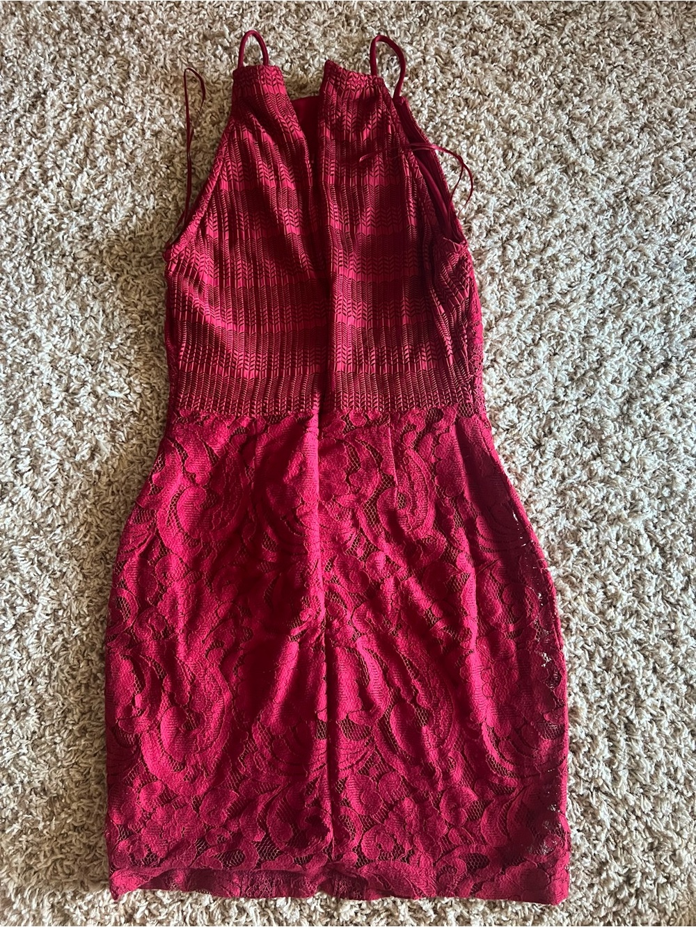 Topshop Burgundy Lace Midi Halter Dress - Picture 3 of 3